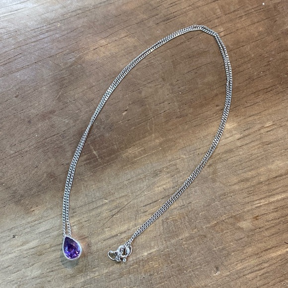 Purple Drop Stone Necklace - Picture 1 of 6